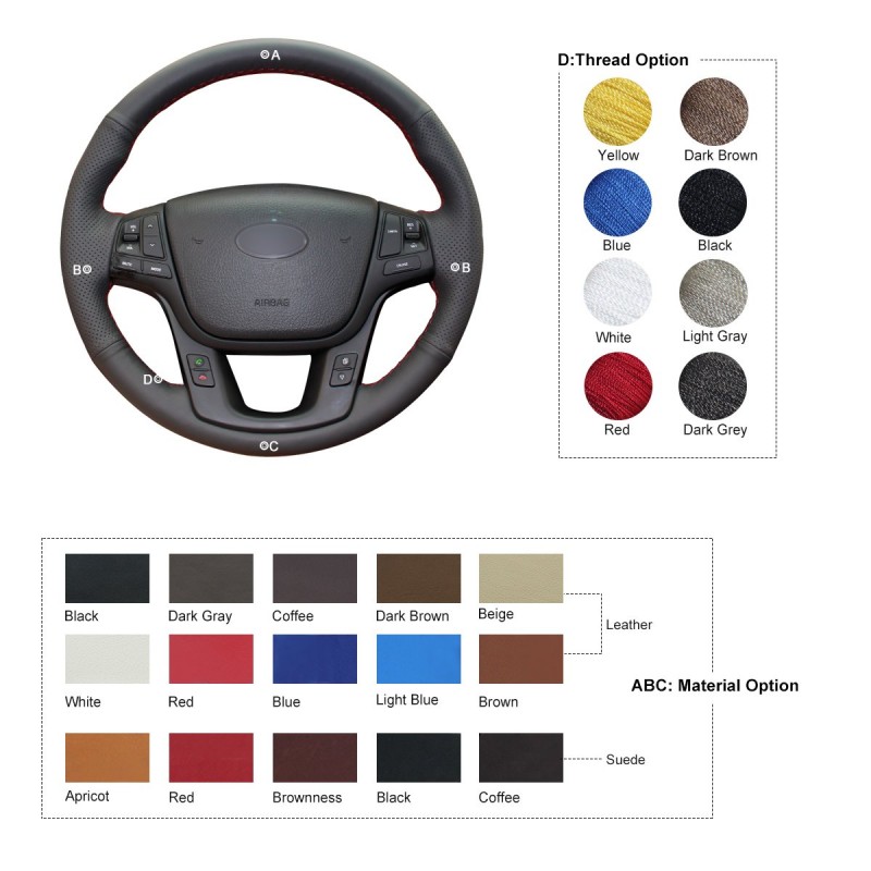 Loncky Auto Custom Fit OEM Black Genuine Leather Steering Wheel Covers